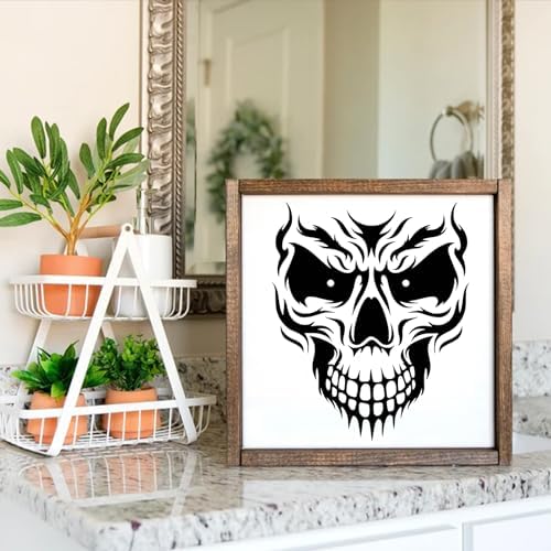 Yanroom Skull Stencils for Painting On Wood Flame Skeleton Hand Finger Fire Templates for Airbrushing Art Crafts Plastic Reusable Wood Burning Stencils for Wall Canvas (Skull) - Image 4