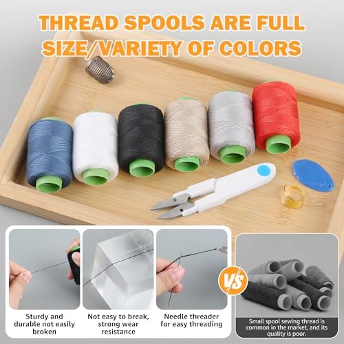 43PCS Sewing Kit for Adults – Needle and Thread Kit with Big Eye Needles, Threader & Strong Thread – for Hand Sewing, Repairs & Patching, Daily Use - Image 3