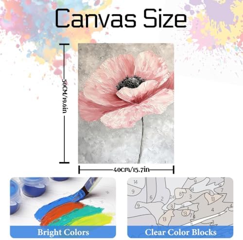 Nancency DIY Paint by Number for Adults,Painting Kits for Adult,Color by Numbers,Paint by Number Canvas Crafts Watercolor for Beginner Room Decor (flower2) - Image 3