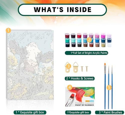 Framed Paint by Numbers Kit for Adults Beginner & Kids Ages 8-12, Funny Animal Cow Adult Paint by Number Kits on Canvas with Frame, DIY Number Painting for Adults for Home Wall Decor Gift 8 x 12 Inch - Image 5