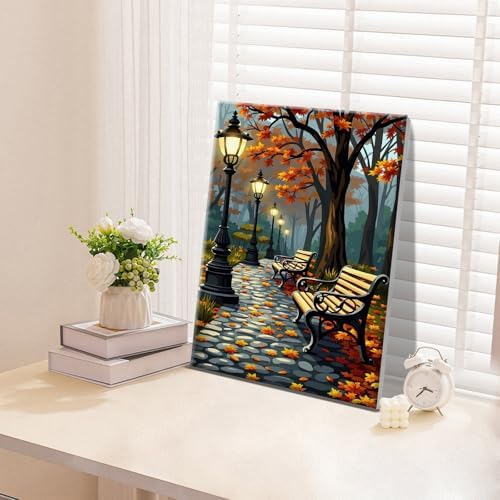 ATDMS Paint by Numbers Kit for Adults with Frame Autumn Landscape Paint by Number with Easel Forest Adult Paint by Number Kits Framed Canvas DIY Acrylic Oil Painting kits for Home Wall Decor 8x12 Inch - Image 7