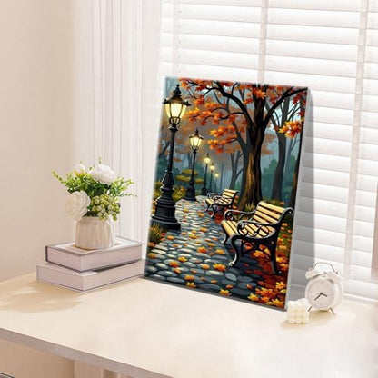 ATDMS Paint by Numbers Kit for Adults with Frame Autumn Landscape Paint by Number with Easel Forest Adult Paint by Number Kits Framed Canvas DIY Acrylic Oil Painting kits for Home Wall Decor 8x12 Inch - Image 7