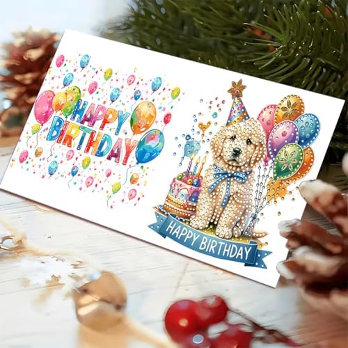 6PCS Diamond Art Painting Greeting Cards Kit, Birthday Themed DIY Card Making Set with Crystals and Envelopes, Creative Craft for Adults, Fun Party Activity and Personalized Gift - Image 3