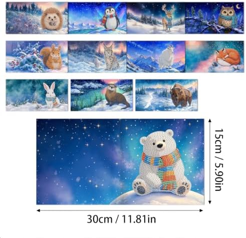 LAKEQUILL DIY Diamond Art Painting Greeting Kit, 12 Pieces, Creative Craft Set，Snow Animals - Image 6