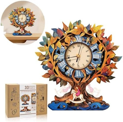 3D Wooden Puzzles for Adults-Tree of Life Clock Puzzle-Adult Craft by Cutywood