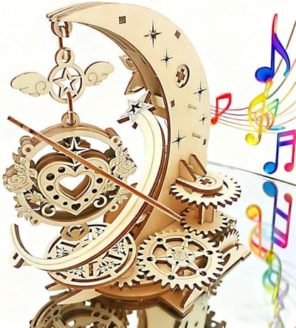3D Wooden Puzzles for Adults Teens DIY Music Box Wood Model Kit Craft Kits by IQIETOY