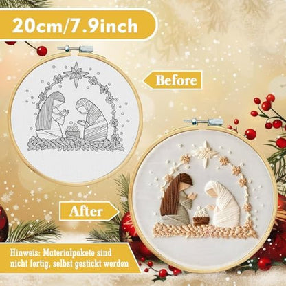 Nativity Scene Embroidery Kit, Christmas Cross Stitch Kits for Beginners - Image 2