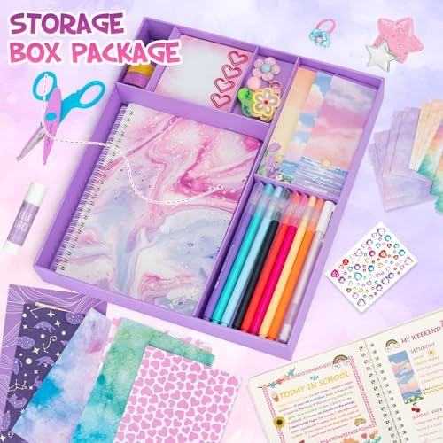 QIYVLOS 2 Pack DIY Journal Kit for Girls, Journaling Diary Toys for Ages 8-13, Arts and Crafts Birthday Stationery Set Gifts for Teen Girls Ages 8 9 10 11 12 13 14 Year Old - Image 5