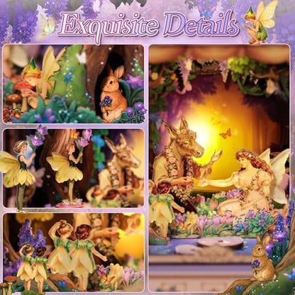 CUTEBEE DIY Miniature House Kit, 3D Wooden Puzzle for Adults, Book Nook Shelf Insert, Shakespeare Literary Gift, Enchanted Forest Miniature Theater Desktop Decor (A Midsummer Night's Dream) - Image 5