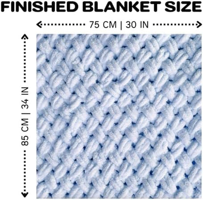 Beginner Craft Kit – Easy Loop Yarn Baby Blanket Kit for Adults & Kids, DIY Arm Knitting Kit with Soft Chenille Yarn, Perfect Handmade Gift (Blue) - Image 7