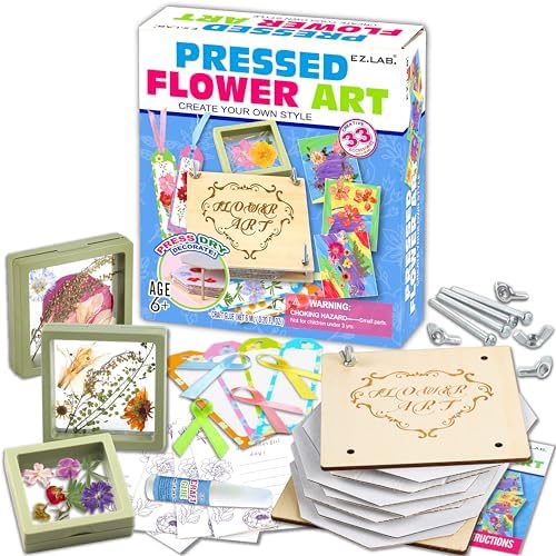 Creative Flower Press Kit for Kids, FunKidz 9 Layers Wooden Pressed Flowers Plants Art with Frames DIY Set Make Bookmarks Decorate Cards Craft Gift for Girls Boys by FUNKIDZ