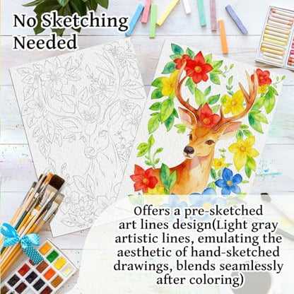 Kalysky 8.5 * 11" Watercolor Workbook,3 Watercolor Coloring Books for Adults,Water Color Book kit for Adults Beginner,160GSM Cold Press Textured Thick Paper - Image 4