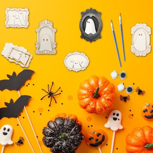 Simgoing 12 Set Adult Halloween Craft, Wood Ghost DIY Frame, Cute Style - Image 5