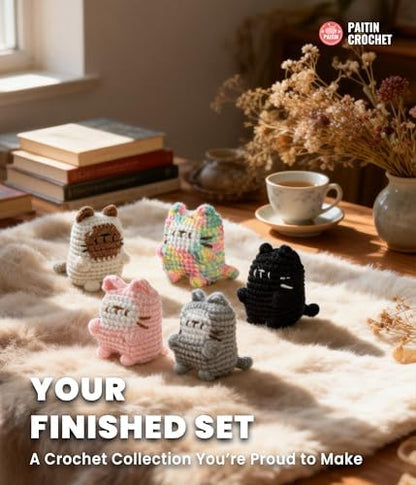 PAITIN Crochet Starter Kit – Easy DIY Craft Set for Adult Beginners, Handmade Yarn Art Project with Video Guidance (Mini Cat) - Image 2