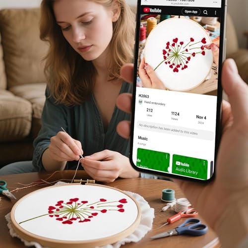 Lover Valentine's Embroidery Kits for Beginners Adults, Heart Shaped Hand Embroidery Kits, Cross Stitch Kits for Adult Anniversary Valentine's Gifts, Entire Set of Embroidery Supplies & Video Tutorial - Image 3
