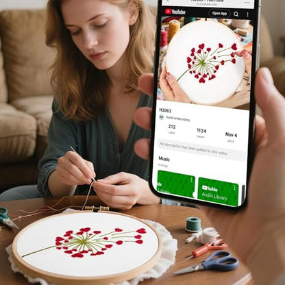 Lover Valentine's Embroidery Kits for Beginners Adults, Heart Shaped Hand Embroidery Kits, Cross Stitch Kits for Adult Anniversary Valentine's Gifts, Entire Set of Embroidery Supplies & Video Tutorial - Image 3