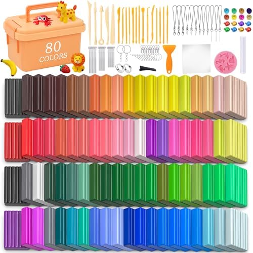 175 Pcs Polymer Clays 80 Bright Colors Oven Bake Clay Non-Sticky Modeling Clay DIY Starter Kit with Sculpting Tool and Accessories for Beginner Artists Jewelry Making Craft Gifts by UZLUbuywithconfidence
