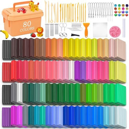 175 Pcs Polymer Clays 80 Bright Colors Oven Bake Clay Non-Sticky Modeling Clay DIY Starter Kit with Sculpting Tool and Accessories for Beginner Artists Jewelry Making Craft Gifts by UZLUbuywithconfidence