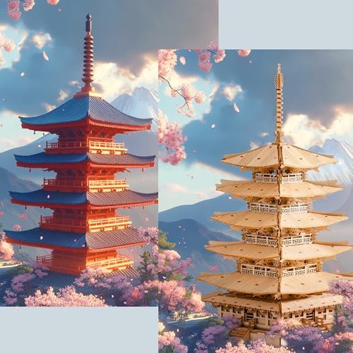 Rolife Wood Model Kits for Adults to Build 3D Puzzles DIY Five-storied Pagoda Birthday Unique Gifts for Friends or Family - Image 7