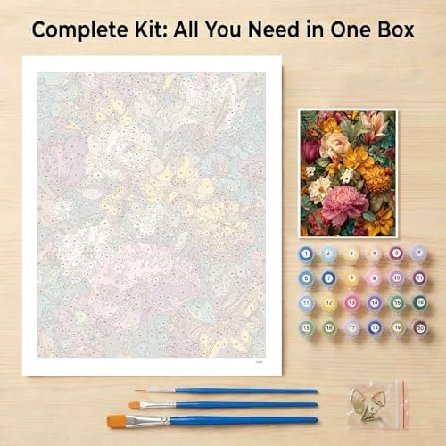 Amphol Paint by Numbers Kit for Adults - DIY Floral Symphony Paint by Numbers on Unframed 16”x20” Canvas, Oil Painting by Number Kit for Home Wall Decor, Stress Relief with Complete Acrylic Paint Set - Image 7