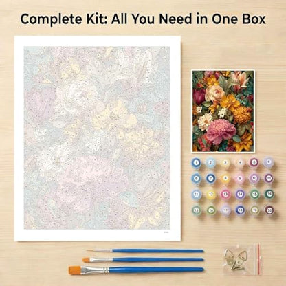 Amphol Paint by Numbers Kit for Adults - DIY Floral Symphony Paint by Numbers on Unframed 16”x20” Canvas, Oil Painting by Number Kit for Home Wall Decor, Stress Relief with Complete Acrylic Paint Set - Image 7