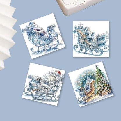 DIY Diamond Greeting Cards Set Christmas, 5D DIY Diamond Art Painting Greeting Card, DIY Christmas Card Making Kits for Family Friends Handmade Gift-#35-Ice Sled - Image 2