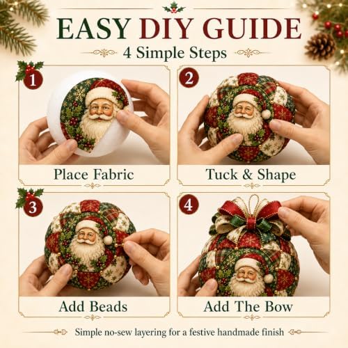 Christmas Classics Patchwork Ornament DIY Kit, No-Sew Ornament Kit (#C) - Image 4
