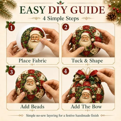 Christmas Classics Patchwork Ornament DIY Kit, No-Sew Ornament Kit (#C) - Image 4