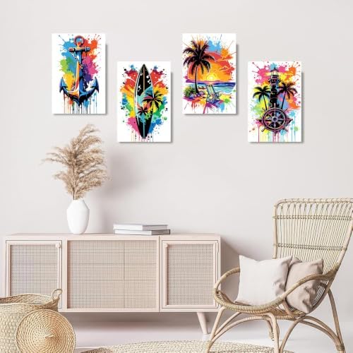 Gemozaic 4-Pack Beach Paint by Numbers Kit for Adults with Frame & Easel - Image 2