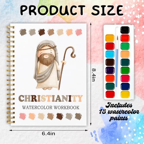Christianity Watercolor Workbook, 12 Christian Faith-Themed Patterns for Beginners, Relaxing Bible Art Painting Workbook for Teenagers and Adults, Religious DIY Gift for Her (Jesus) - Image 2