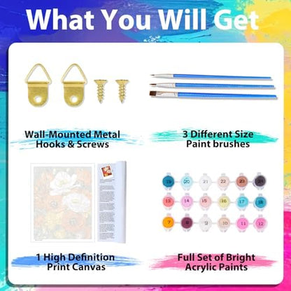 xcemhil Flowers Paint by Number Kit for Adults, Poppy Paint by Numbers Kit, Adult Paint by Number Kits on Canvas for Gift Home Wall Decor 16x20in - Image 4