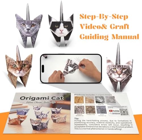 hapray 56 Sheets Cat Origami Paper Kit, Origami Kit for Kids, Origami Book - Image 2