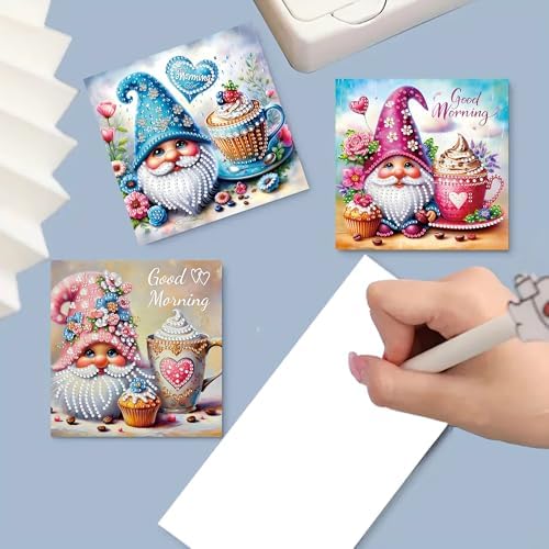MaiYiYi 6 Pack 5D DIY Gnome Diamond Painting Greeting Cards Art Kits - Image 3