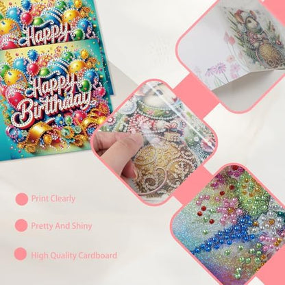 JISHSHAY 6 PCS Diamond Painting Greeting Cards Birthday Cake Diamond Art Happy Birthday Cards with Envelopes Gem Art Mosaic Kits for Adults, for Anniversary Valentine Thank You Graduation All-Occasion - Image 5