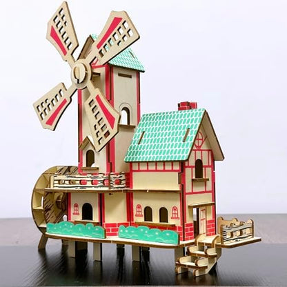 Log Cabin 3D Wooden House Puzzle,DIY Mini Building Model Kit，015 - Image 4