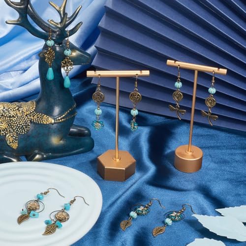 SUNNYCLUE 1 Box DIY 10 Pairs DIY Boho Earring Kit Bohemian Findings Charms Acrylic Alloy Golden Metal Enlaced Vintage Turquoise Antique Tibetan Flowers Link Charms for Jewelry Making Kits Starters - Image 4