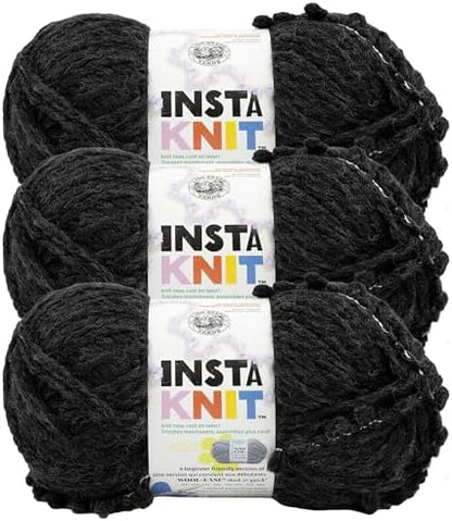 Lion Brand Yarn, InstaKnit Beginner Yarn, Soot Yourself, Gray, 3 Pack by LionBrandYarn