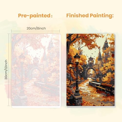 MXJSUA Castle Scene Paint by Numbers Kit with Frame for Adults, Easy Beginners Paint by Number on Canvas with Easel, Acrylic Number Painting Craft Gifts for Home Decor, 8x12 inch - Image 3