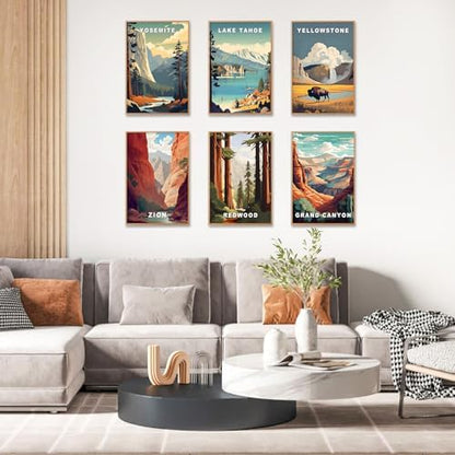 6 Pack Paint by Numbers Kit for Adults, National Parks Canvas Painting Set - Image 2
