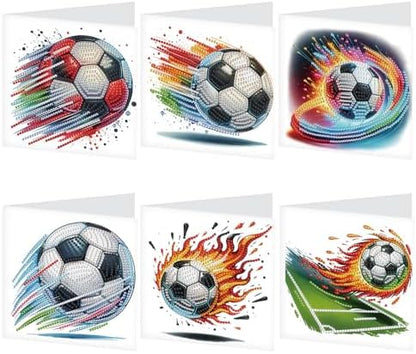 Tontut 6pcs Diamond Art Painting Kit Greeting Card, Football 5D DIY Diamond Handmade Holiday Sparkling Greeting Card with Envelope, Holiday Gift Congratulation by Tontut