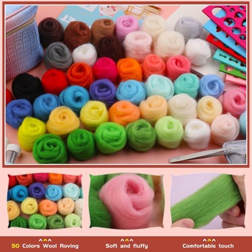 ZXIIXZ 50 Colors Needle Felting Kit, 185 Pcs Felt Kits for Beginners Adult - Image 2