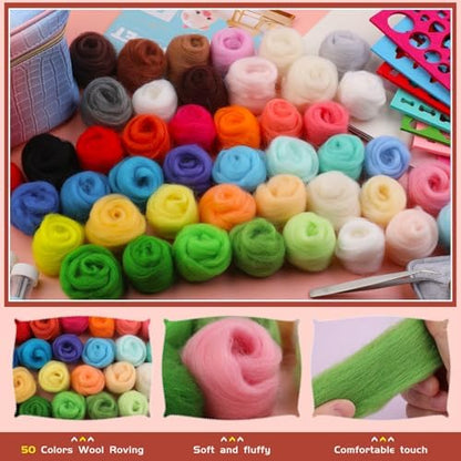 ZXIIXZ 50 Colors Needle Felting Kit, 185 Pcs Felt Kits for Beginners Adult - Image 2