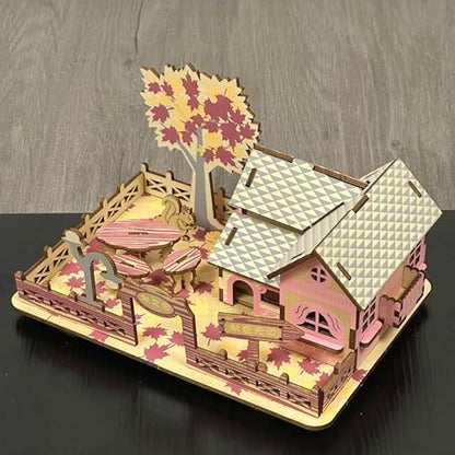 Log Cabin 3D Wooden House Puzzle,DIY Mini Building Model Kit，007 - Image 4