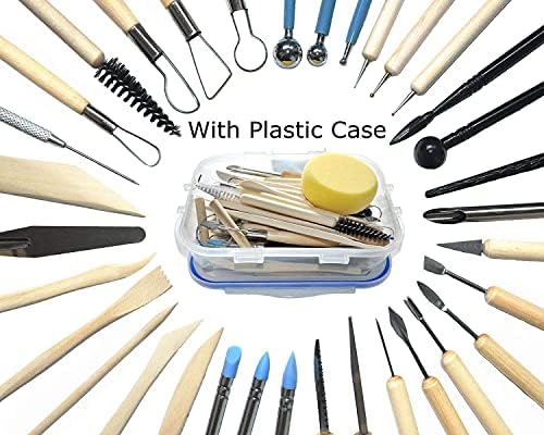 57PCS Ceramic Clay Tools Set with Plastic Case Modeling Pottery Sculpting Tools Kits for Beginners Professionals Crafts Polymer Clay Club, Dotting, Ribbon Trimming - Image 2