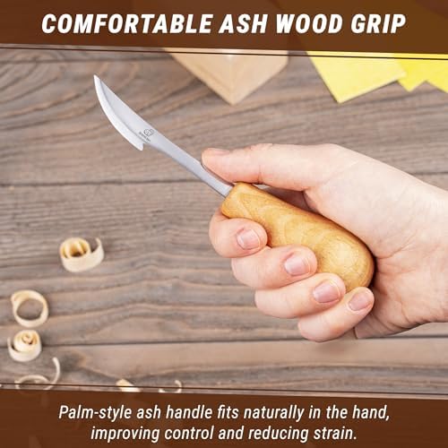 BeaverCraft Sloyd Chip Wood Carving Palm Chisel Knife C17P for Beginners and Professionals, Basswood Carving Unfinished Wooden Blank Set BW7 - Image 5
