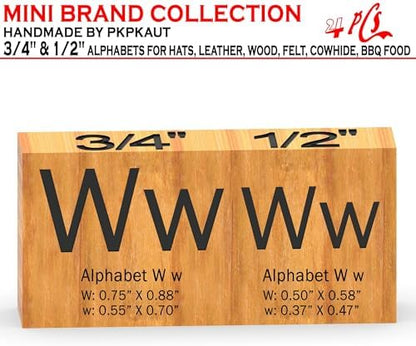 4Pcs Letters Branding Iron for Wood, Leather Branding Stamp (W w) - Image 2