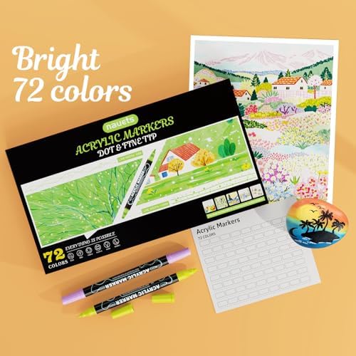 nauets 72 Colors Precision Dual Tip Acrylic Paint Markers Pens - Dot & Fine - Image 6