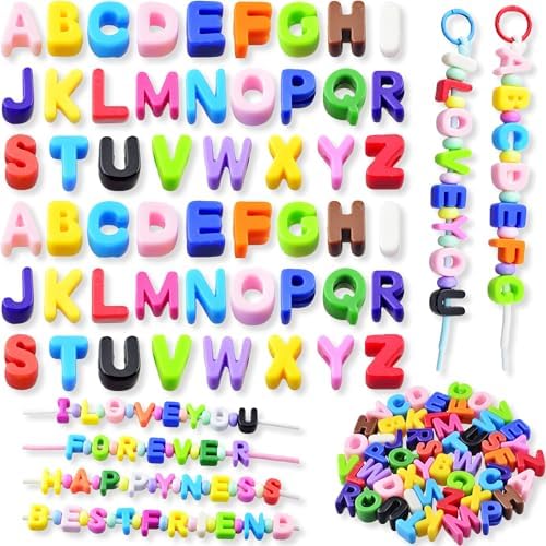 Large Letter Beads 52 Pcs Paracord Beads Acrylic Colorful Bubble Big Alphabet Bead Large Hole Chunky Letter Bead for Keychains Bag Charm Kit Phone Chains Bracelets Necklaces Shoelaces by KJMLDIY