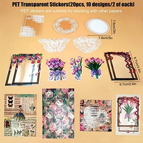 Esweny 100 PCS Vintage Ephemera Pack Journaling Scrapbooking Supplies Scrapbook Sticker Paper Kit for Junk Journal Planners Collage Craft Notebooks Decoupage Album (Flowers) - Image 5