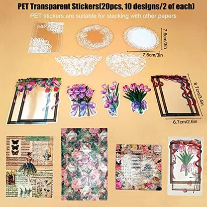 Esweny 100 PCS Vintage Ephemera Pack Journaling Scrapbooking Supplies Scrapbook Sticker Paper Kit for Junk Journal Planners Collage Craft Notebooks Decoupage Album (Flowers) - Image 5